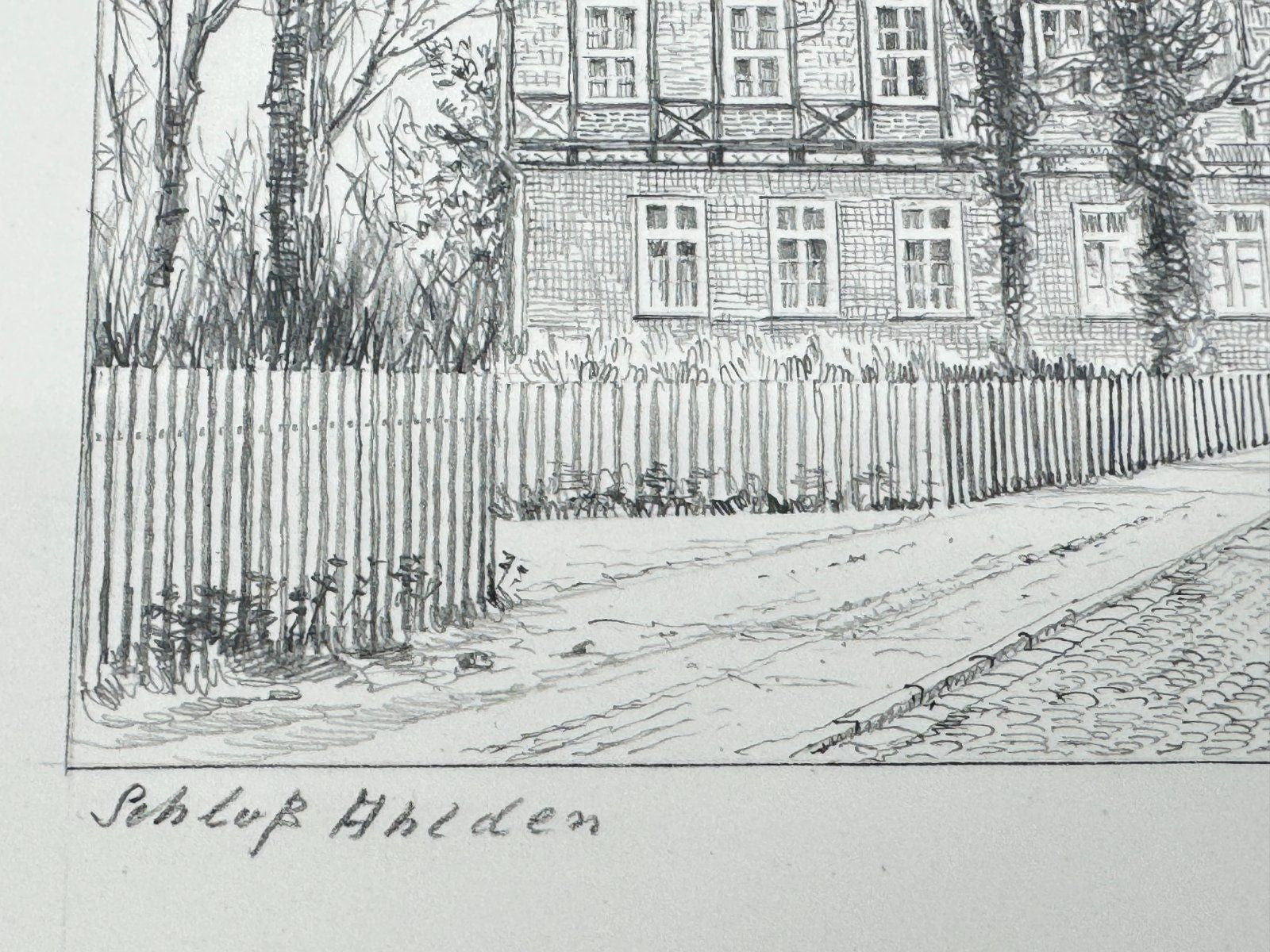 * HEINZ WEHLISCH ZEICHNUNG SCHLOß AHLDEN ANSICHT SIGNIERT