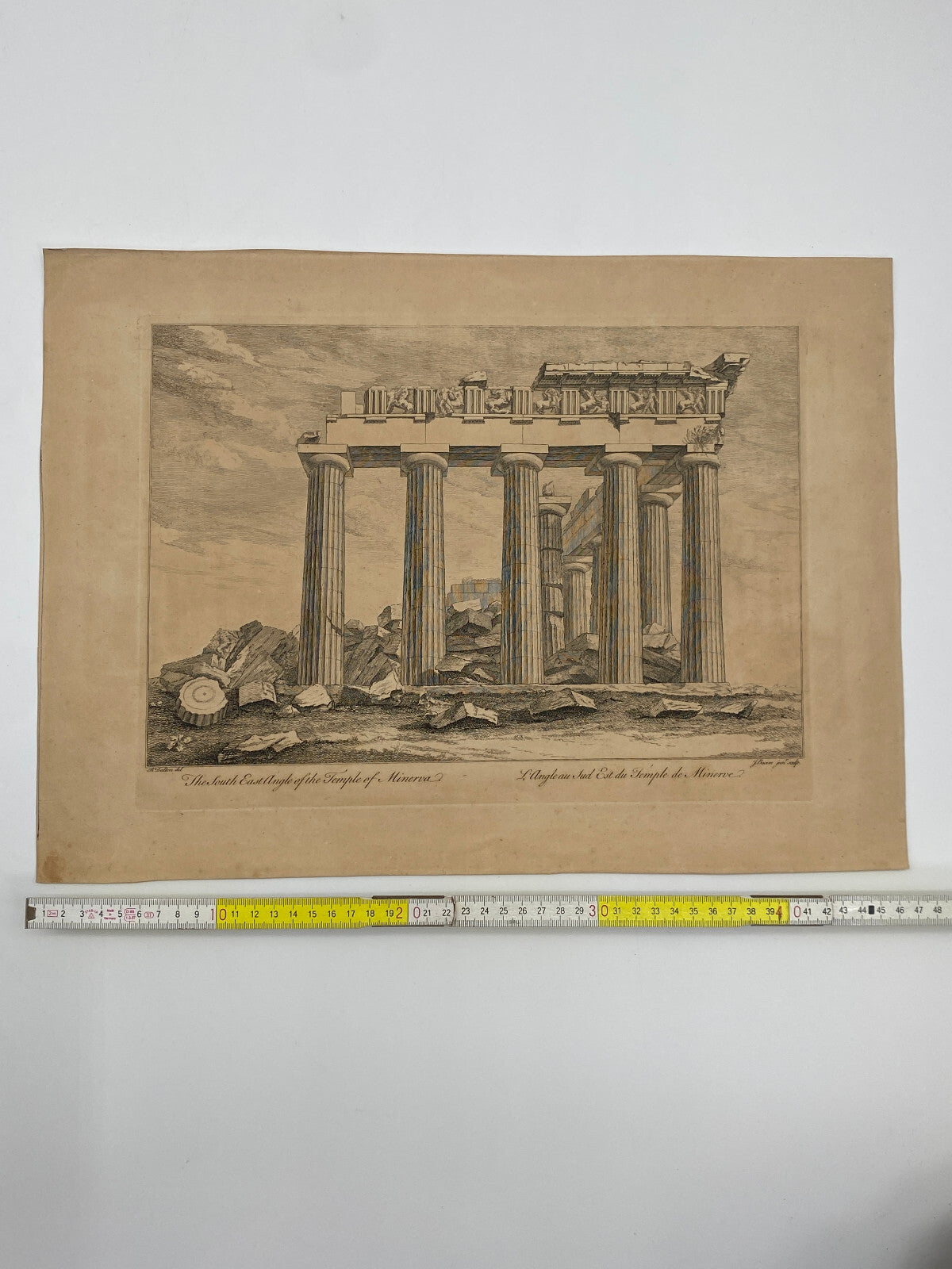 * ORIGINAL DRUCK STICH RADIERUNG TEMPEL MINERVA R DALTON J BASIRE ANTIK 18 JHDT