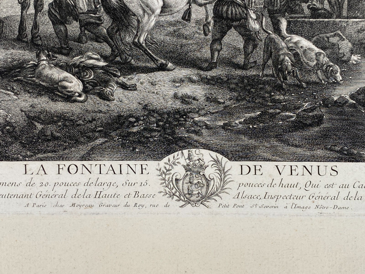 *RADIERUNG KUPFERSTICH JEAN MOYREAU WOUWERMAN LA FONTAINE DE VENUS 1750 BAROCK