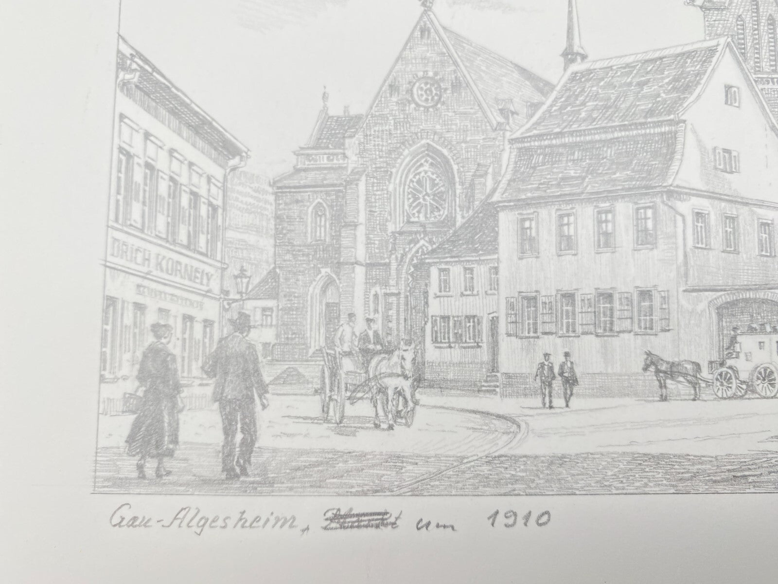 DEUTSCHER KÜNSTLER HEINZ WEHLISCH ZEICHNUNG GAU ALGESHEIM 1910 HANDSIGNIERT