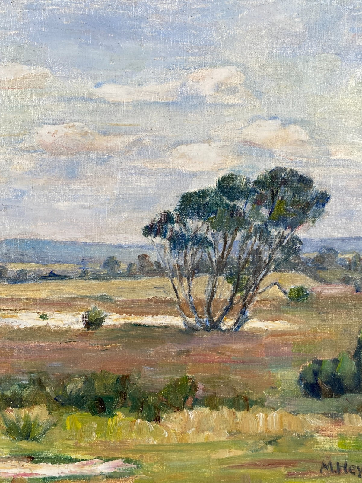 * ÖLGEMÄLDE LANDSCHAFT M. HEYDEN SIGNIERT 1950 50ER GERAHMT VINTAGE