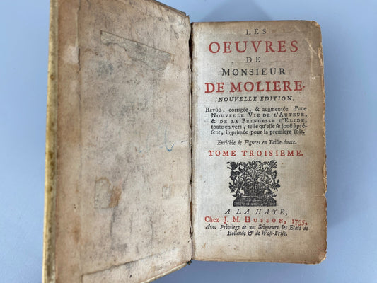 *BUCH LES OEUVRES DE MONSIEUR DE MOLIÈRE 1735 ANTIK LA HAYE TOME TROISIEME
