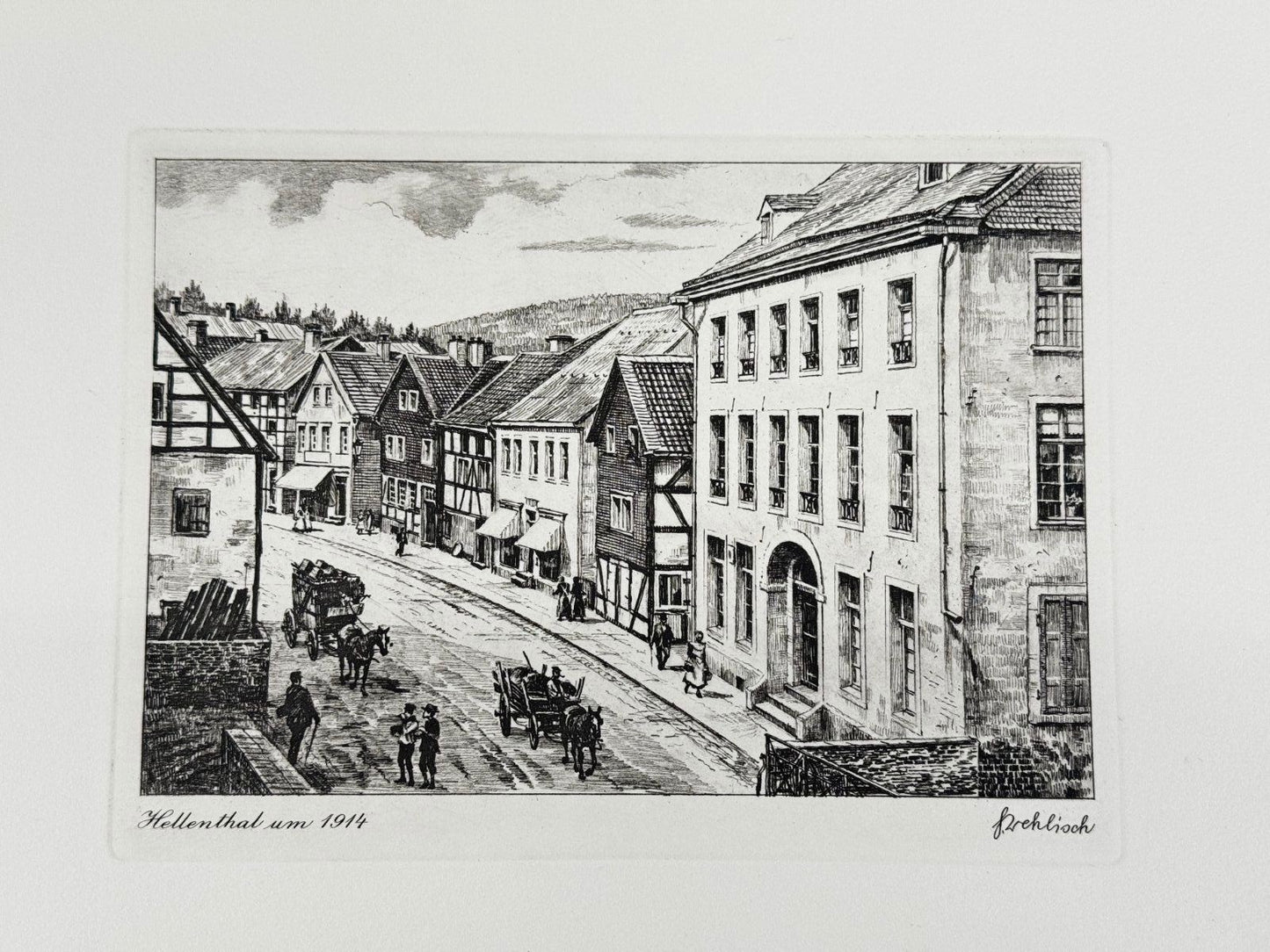 * HEINZ WEHLISCH ORIGINAL RADIERUNG HELLENTHAL UM 1914 ANSICHT