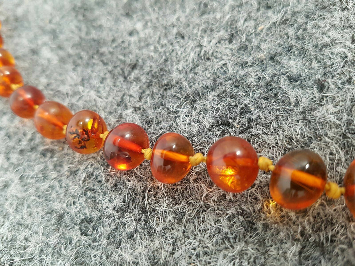 BUTTERSCOTCH KUGELN BERNSTEIN HALS KETTE AMBER SCHMUCK 78CM LANG ÜBER 58 STEINE