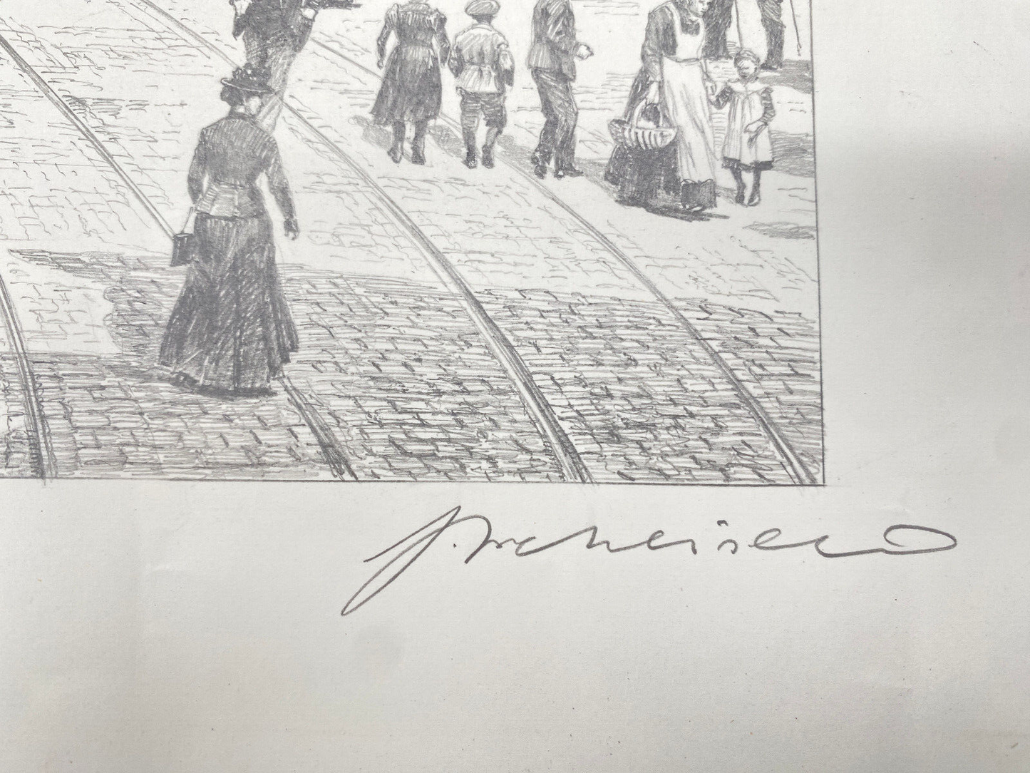 HEINZ WEHLISCH  ZEICHNUNG KIEL ALTER MARKT 1891 ORIGINAL HANDSIGNIERT