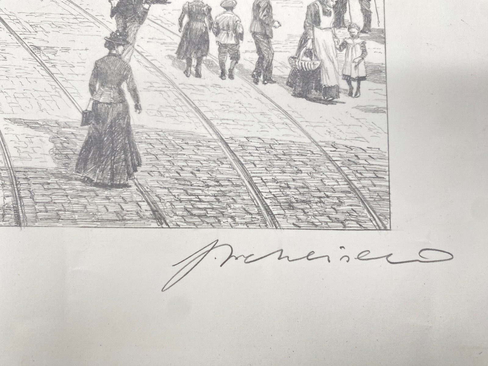 HEINZ WEHLISCH  ZEICHNUNG KIEL ALTER MARKT 1891 ORIGINAL HANDSIGNIERT