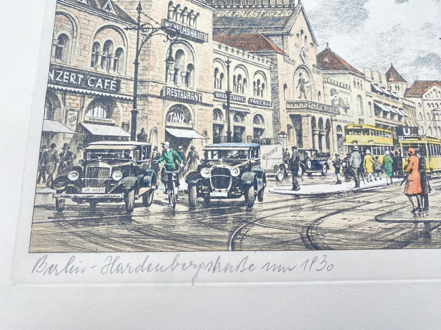HEINZ WEHLISCH BERLIN HARDENBERGSTR 1930 ORIGINAL RADIERUNG KOLORIERT SIGNIERT