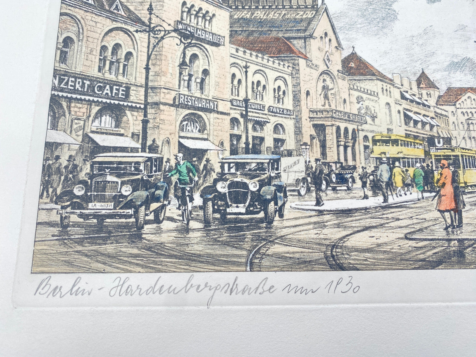 HEINZ WEHLISCH BERLIN HARDENBERGSTR 1930 ORIGINAL RADIERUNG KOLORIERT SIGNIERT