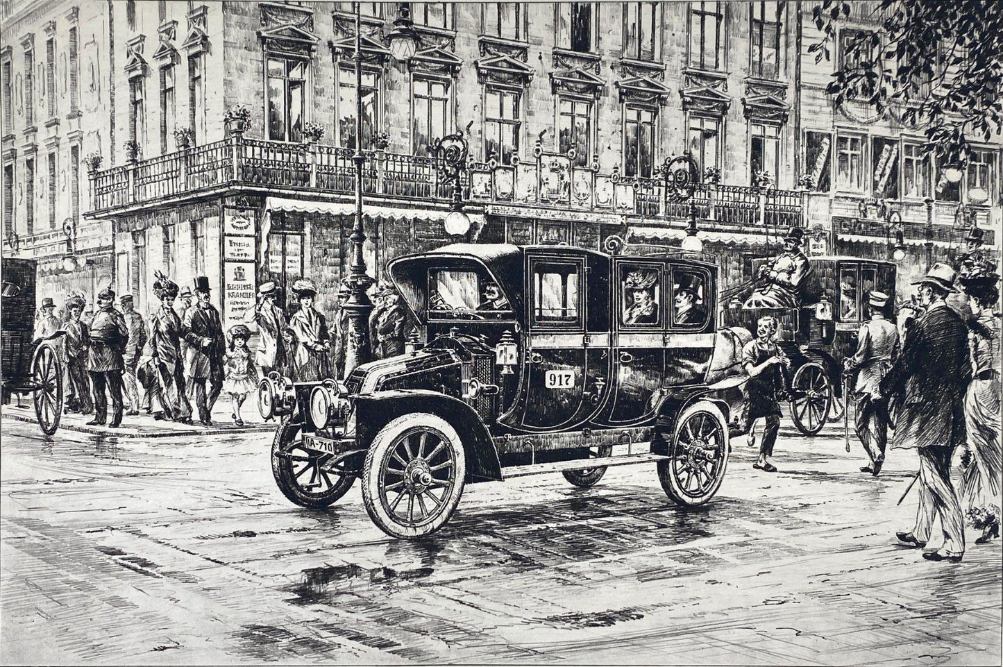 *1v6 HEINZ WEHLISCH LITHOGRAFIE BERLIN AUTOMOBIL RENAULT 1912