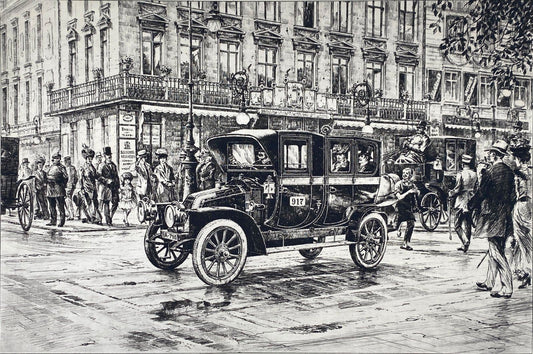 *1v6 HEINZ WEHLISCH LITHOGRAFIE BERLIN AUTOMOBIL RENAULT 1912
