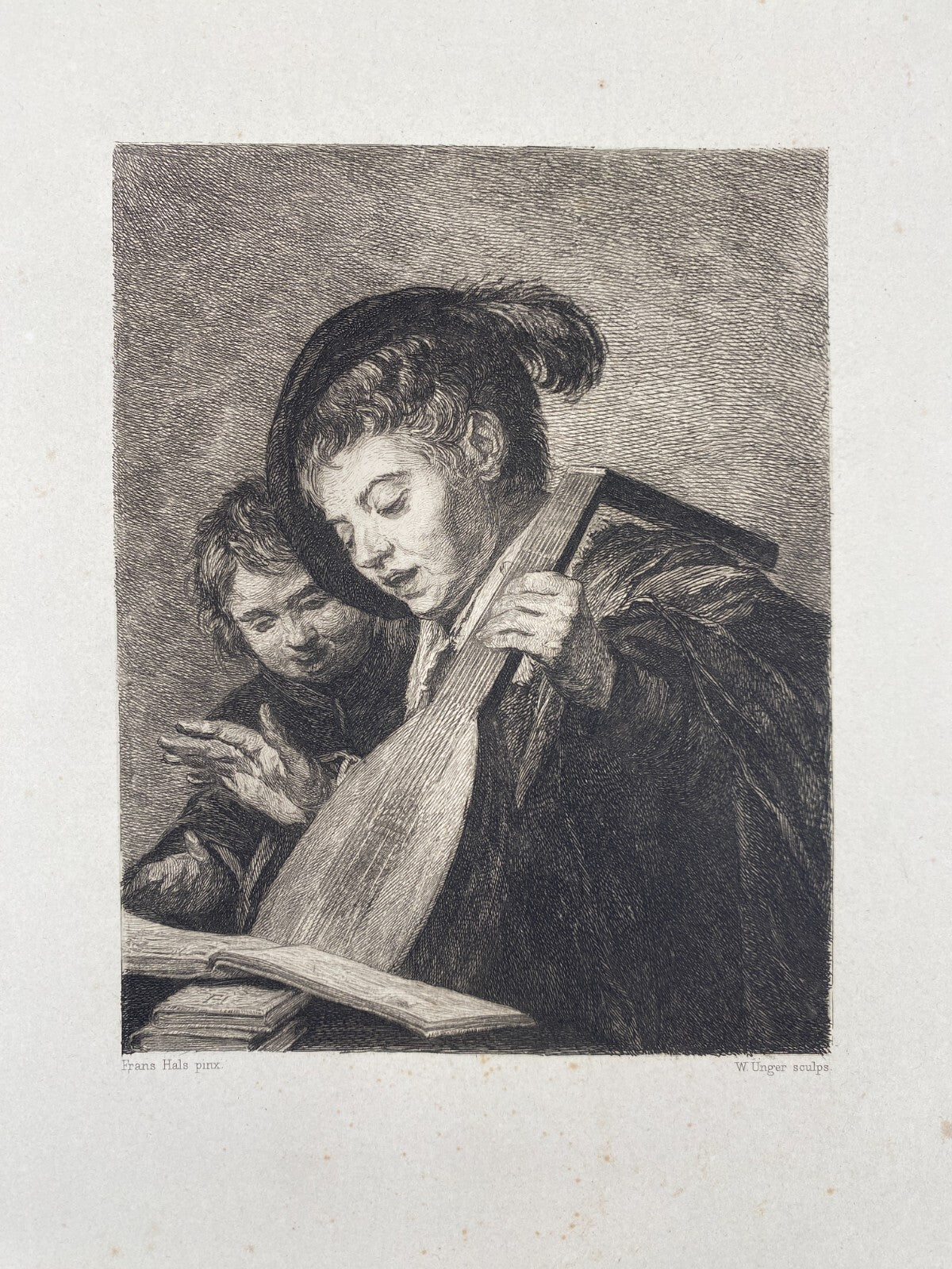 *5x RADIERUNG WILLIAM UNGER GEMÄLDEN TIZIANO HALS VERMEER DRUCK GRAFIK ANTIK