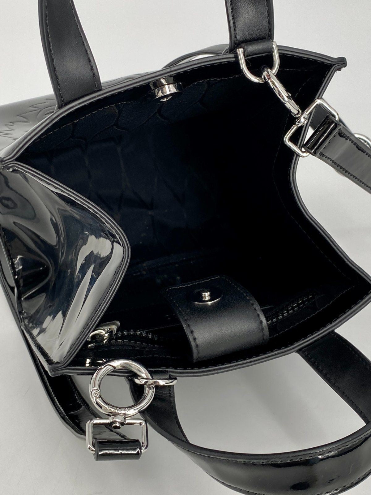 * KENZO PARIS HANDTASCHE UMHÄNGETASCHE TIGER LACKLEDER SCHWARZ