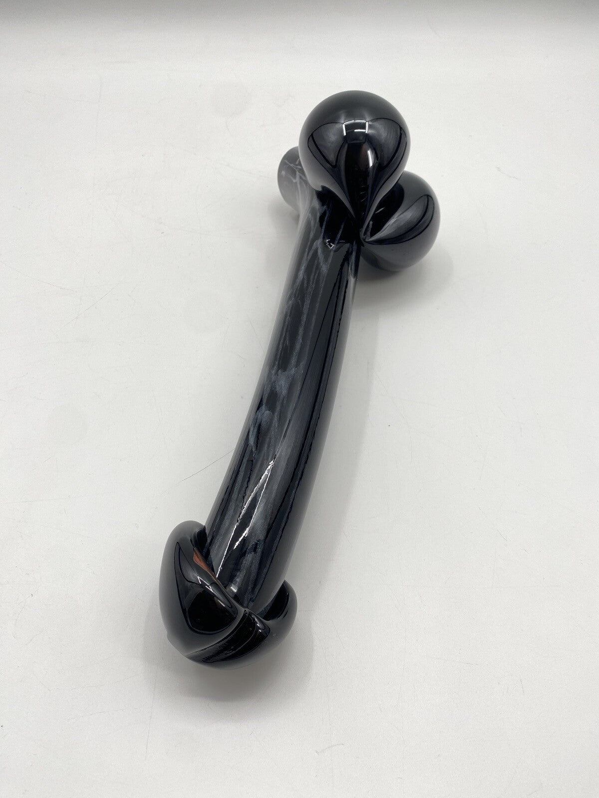 * GLAS VASE LIEGEND PHALLUS PENIS MARMORIERT HANDARBEIT MUNDGEBLASEN VINTAGE