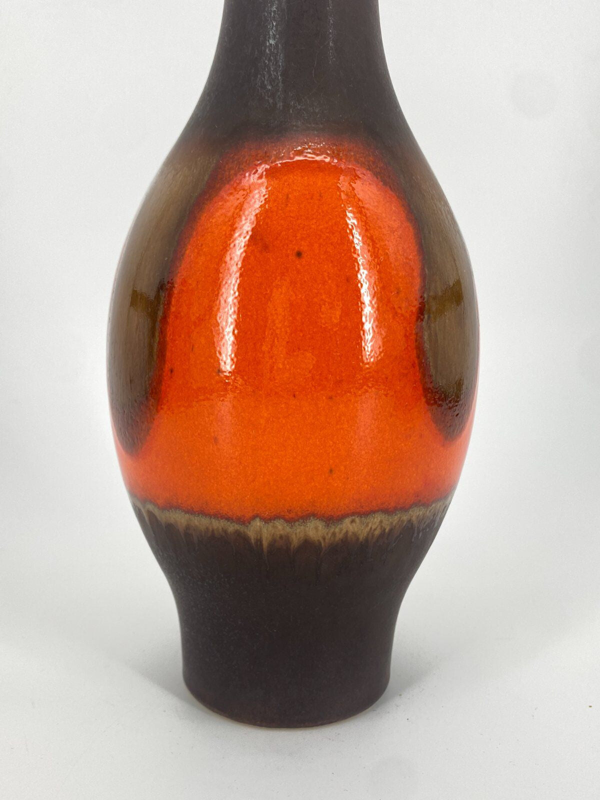 * JASBA STUDIOKERAMIK VASE W.-GERMANY ORANGE BRAUN 60ER 70ER