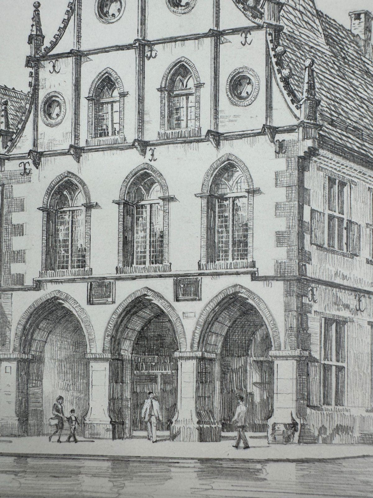 * HEINZ WEHLISCH ZEICHNUNG BURGSTEINFURT ALTES RATHAUS ANSICHT