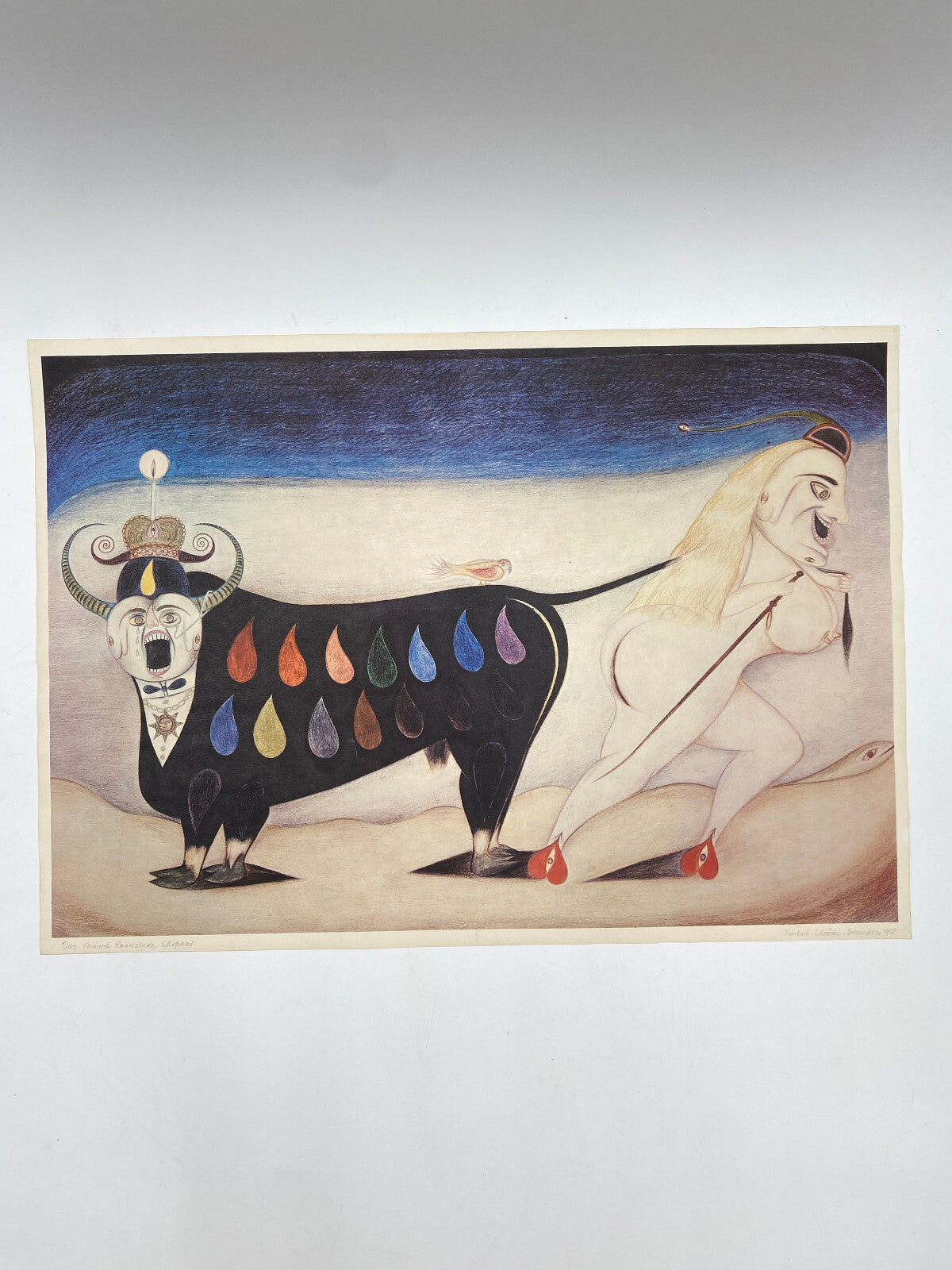 * FRIEDRICH SCHRÖDER SONNENSTERN KUNSTDRUCK DRUCK SURREALISMUS 1958 50ER VINTAGE