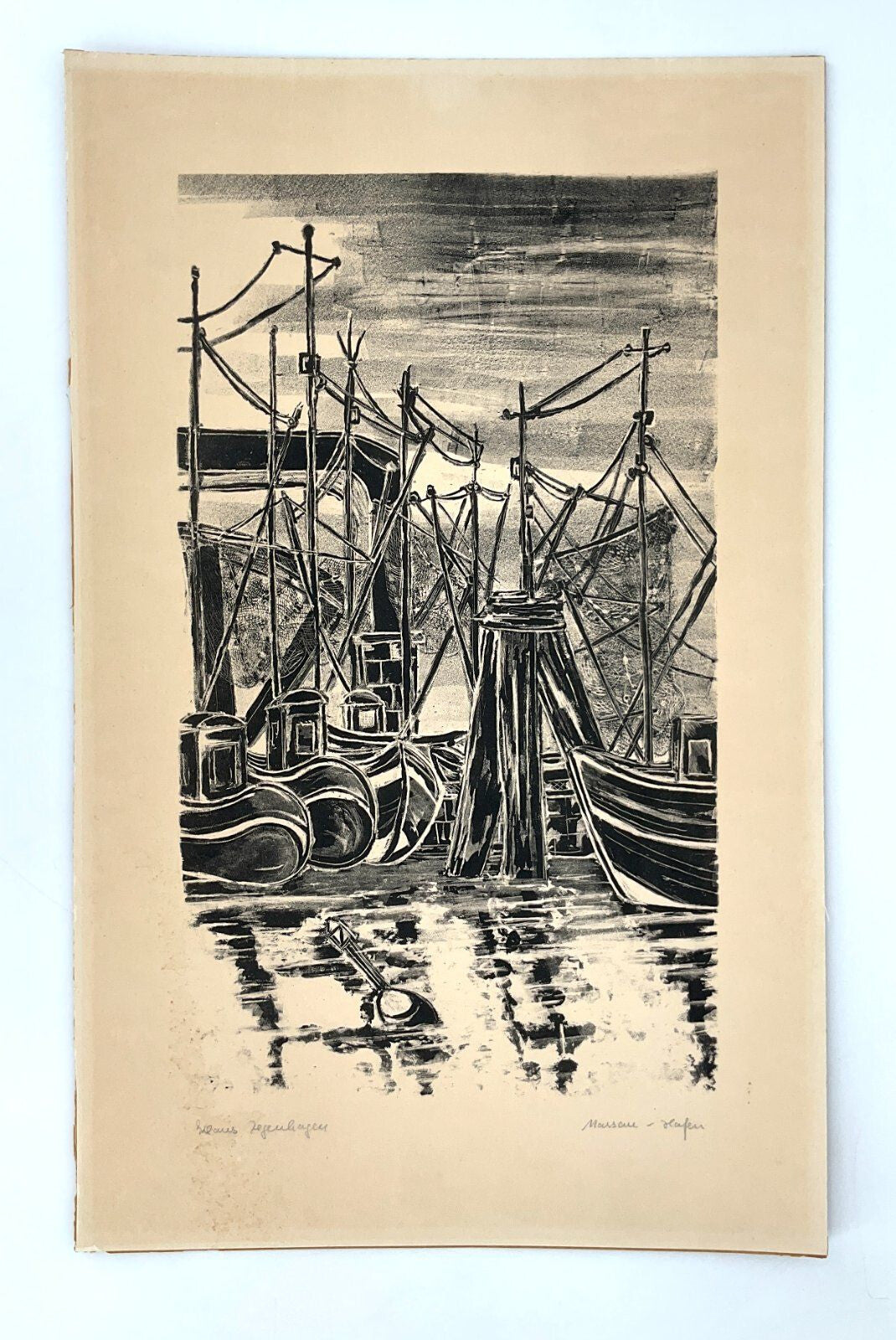 *LITHOGRAFIE KLAUS ZEGENHAGEN HAFEN WILHELMSHAVEN MARITIM ORIGINAL