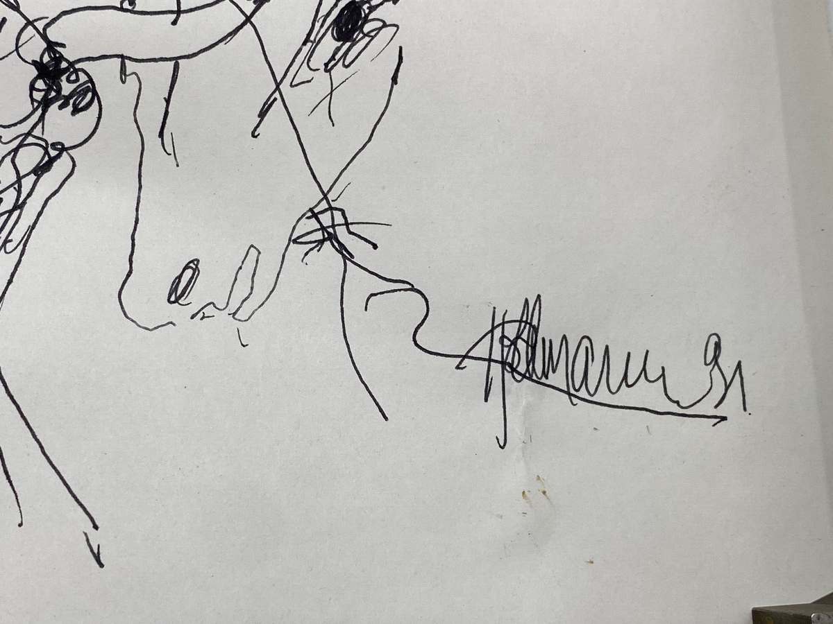 * BERHARD HOLLEMANN SIGNIERTES AUSTELLUNGSPOSTER STIFT GERA 1991 ZEICHNUNG WIDMU