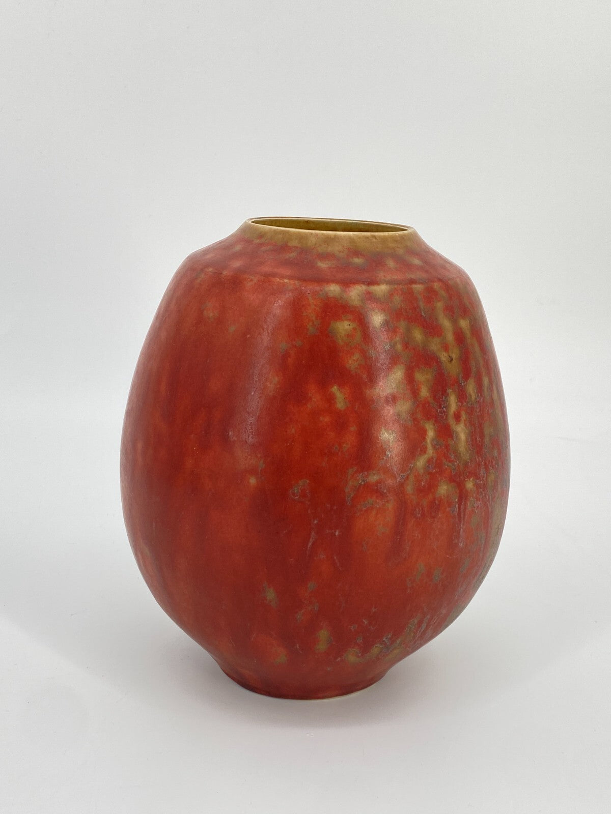 * VASE HORST SEIFERT OVAL KUGEL ROT MID CENTURY SIGNIERT KERAMIK KUNST VINTAGE