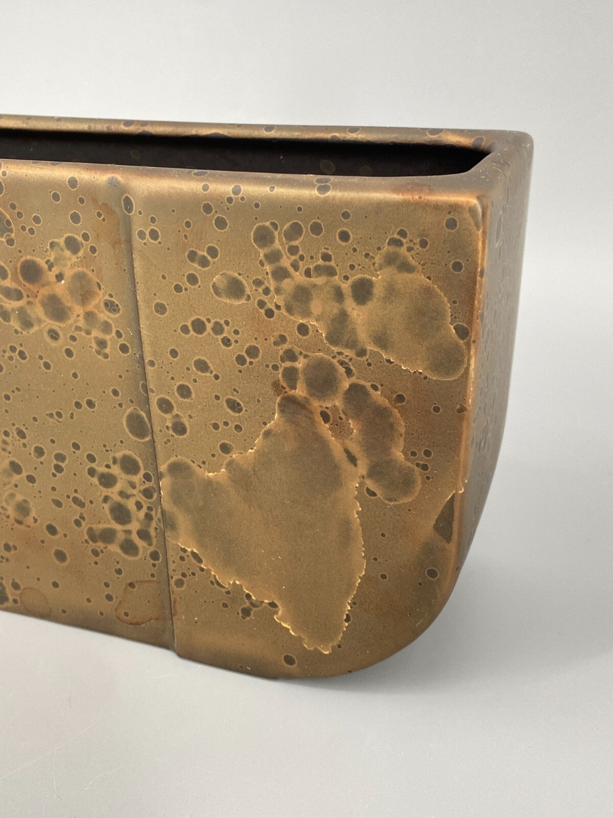 * VASE FLACH ASA SELECTION WEST GERMANY BRAUN KERAMIK GLÄNZEND VINTAGE