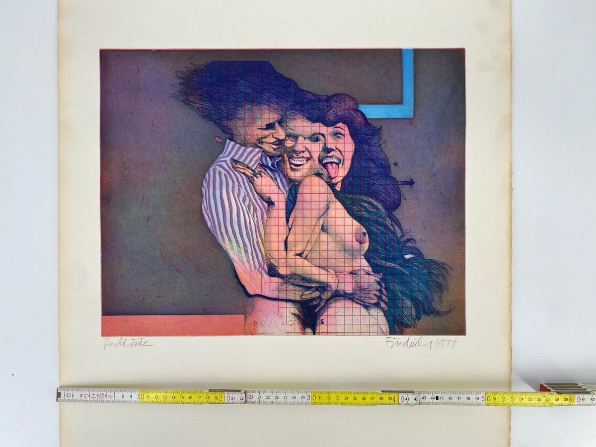 * HARTMUT FRIEDRICH 1974 RADIERUNG GRAPHIK FARBRADIERUNG SIGNIERT PÄRCHEN