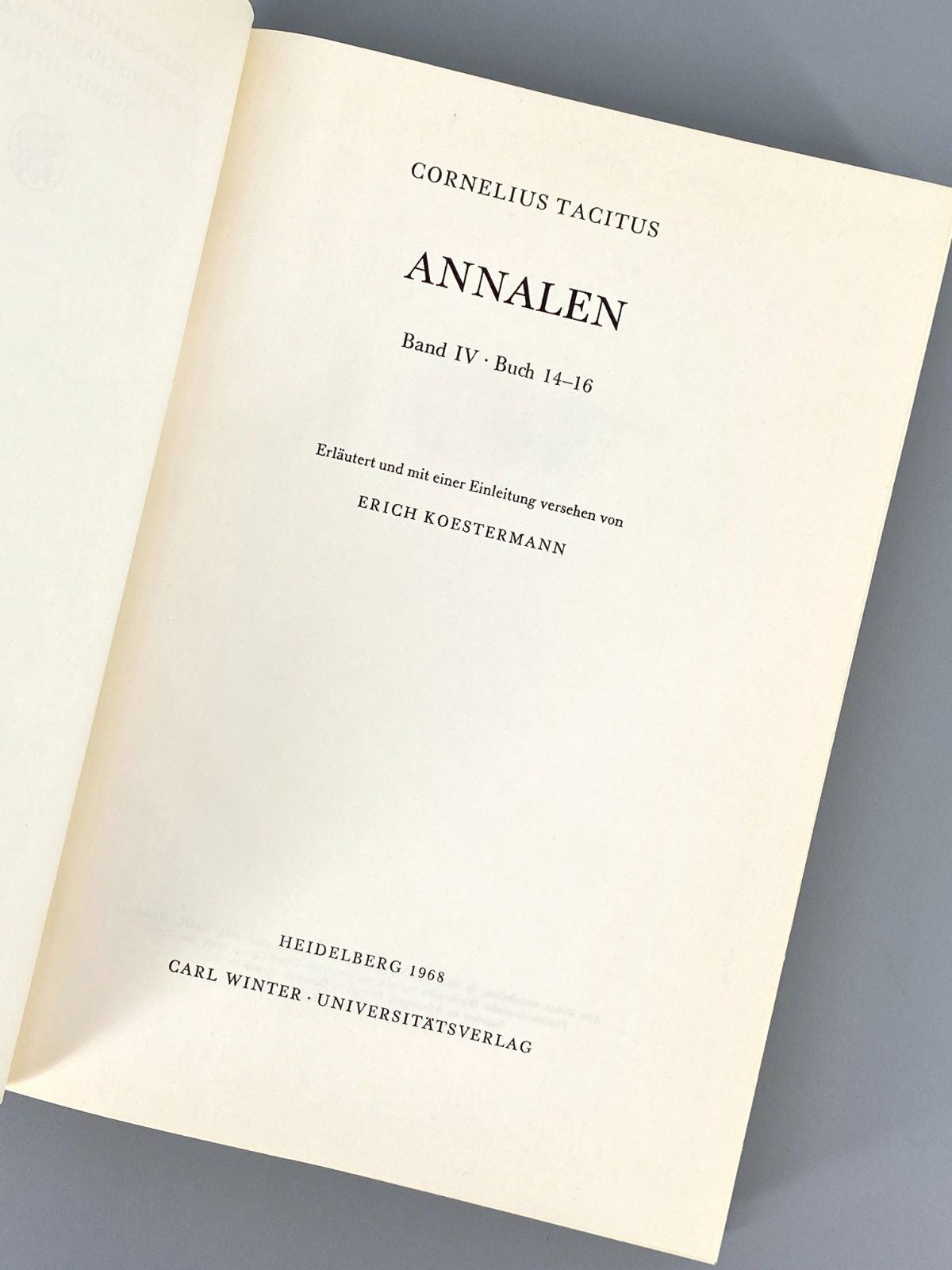 *BUCH TACITUS ANNALEN ERICH KOESTERMANN CARL WINTER HEIDELBERG 63
