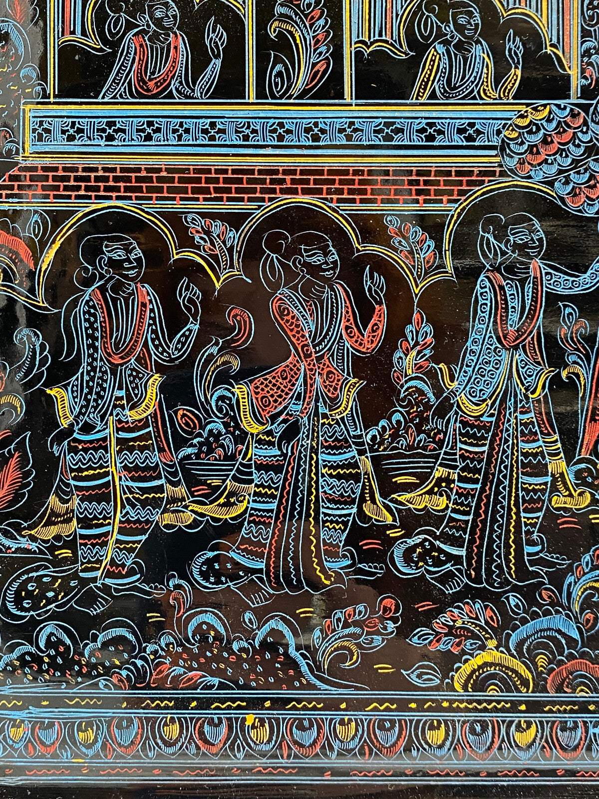 * TABLETT QUADRATISCH BURMESISCH MYANMAR BAMBUS LACKARBEIT LAQUERWARE