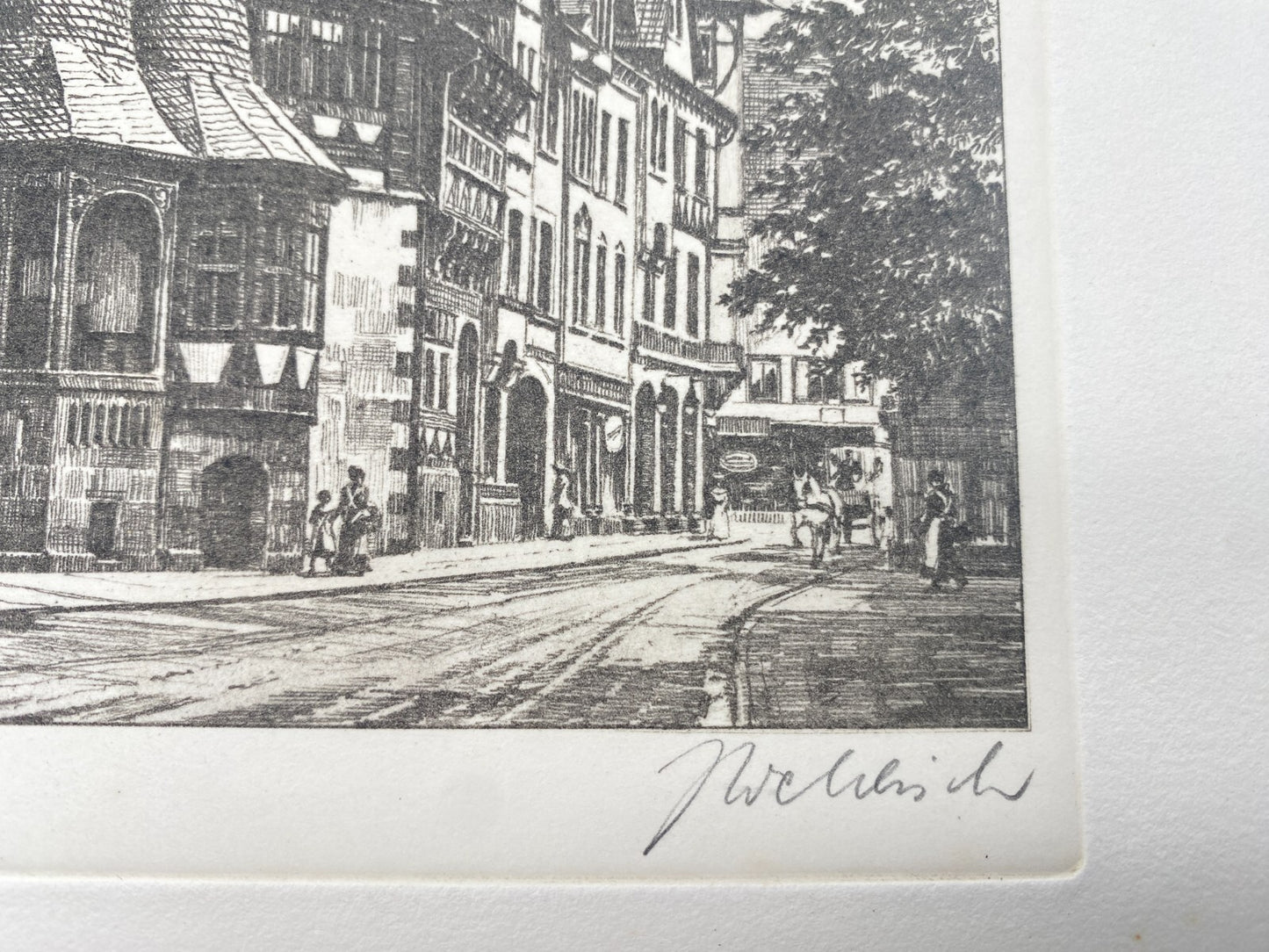 DEUTSCHER KÜNSTLER HEINZ WEHLISCH RADIERUNG EINBECK RATHAUS 1912 HANDSIGNIERT