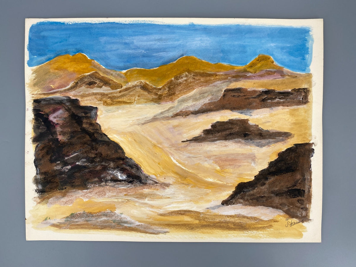 *GEMÄLDE AQUARELL SAND LANDSCHAFT NAHOST NAHER OSTEN WÜSTE SIGRID HANNSE UNIKAT