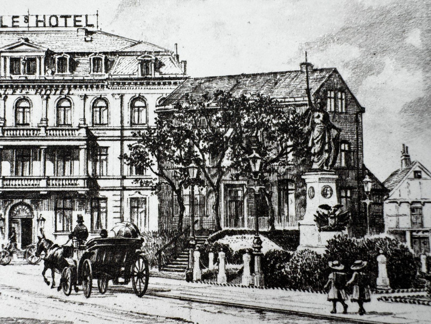 * HEINZ WEHLISCH ORIGINAL RADIERUNG CUXHAVEN DÖLLES HOTEL 1900 ANSICHT AK