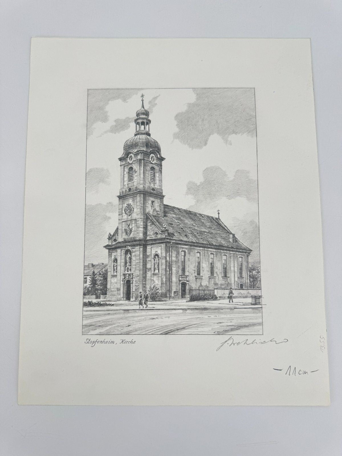 * HEINZ WEHLISCH ZEICHNUNG STOPFENHEIM KIRCHE ST AUGUSTINUS ANSIC