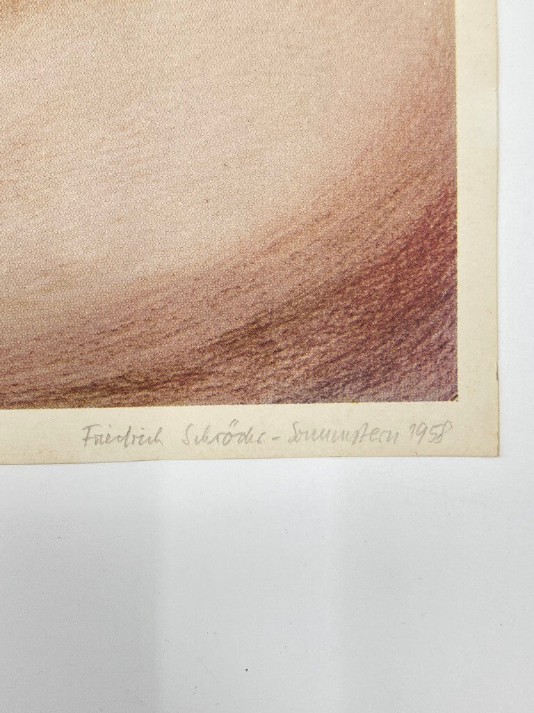 * FRIEDRICH SCHRÖDER SONNENSTERN KUNSTDRUCK DRUCK SURREALISMUS 1958 50ER VINTAGE