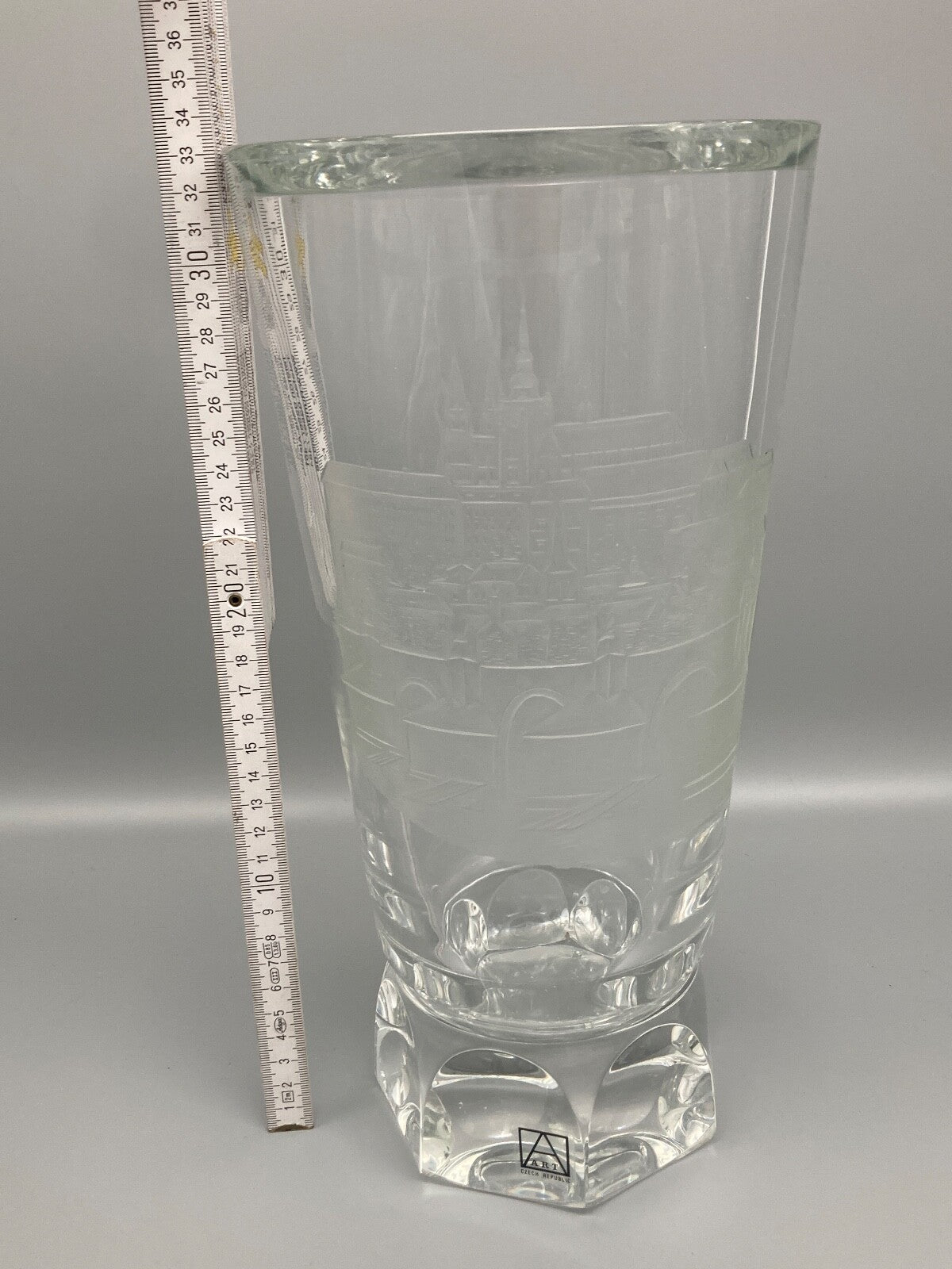 5KG BLEIKRISTALL VASE HANDARBEIT CIMPLOVA BOHEMIA CRYSTAL 1995 ZERTIFIKAT