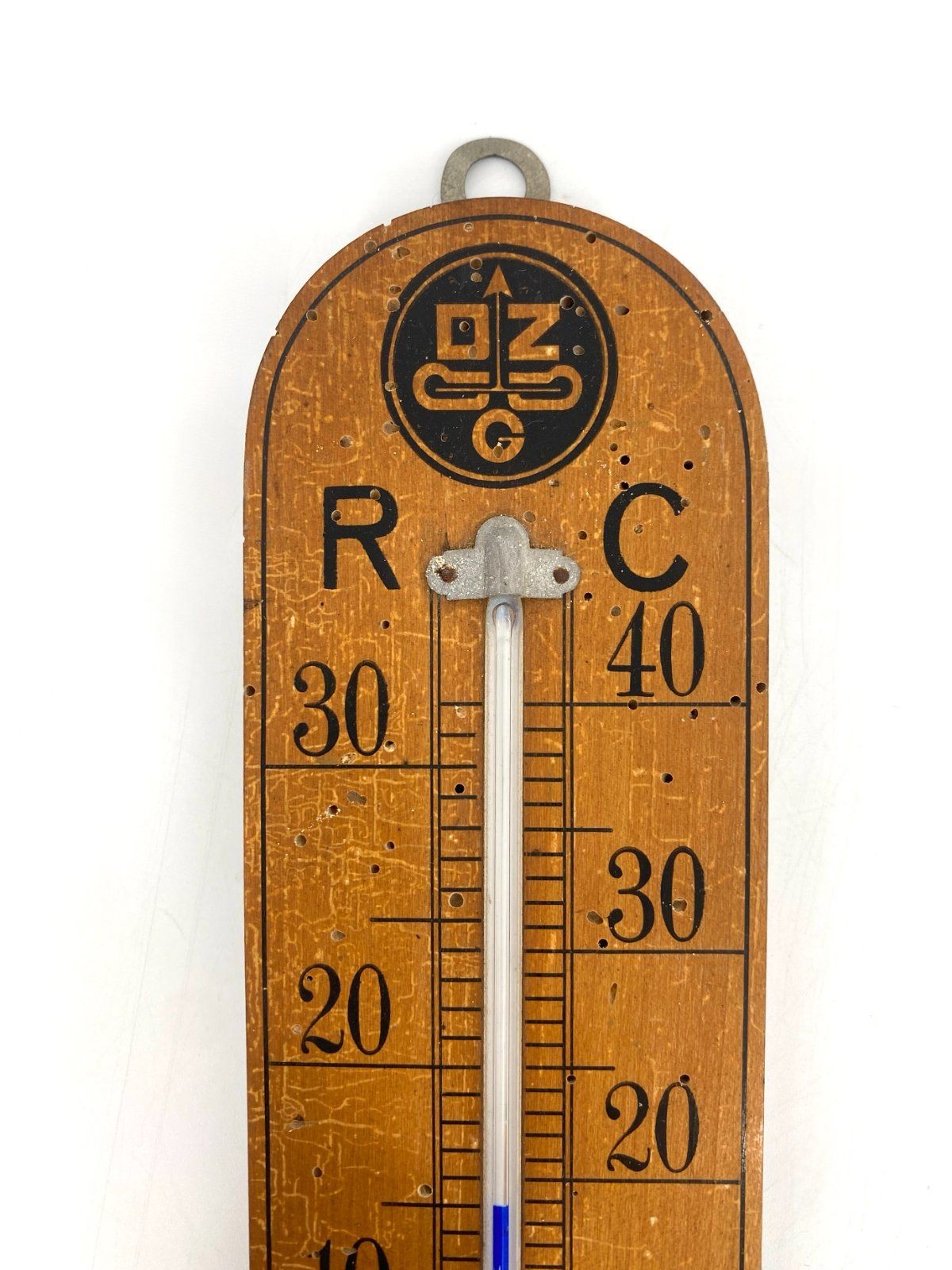 * ANTIKES THERMOMETER HOLZ DEUTSCHE ZÄHLERGES. RÉAUMUR CELSIUS