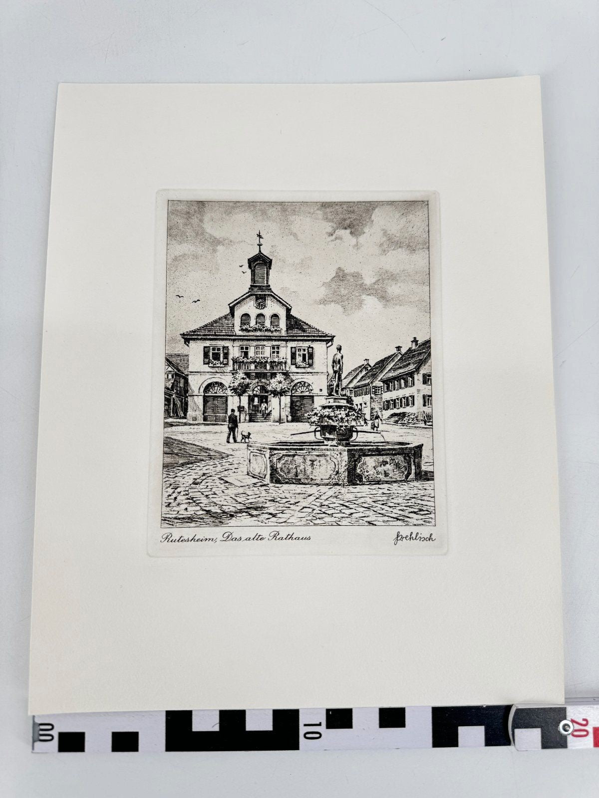 * HEINZ WEHLISCH ORIGINAL RADIERUNG RUTESHEIM DAS ALTE RATHAUS U