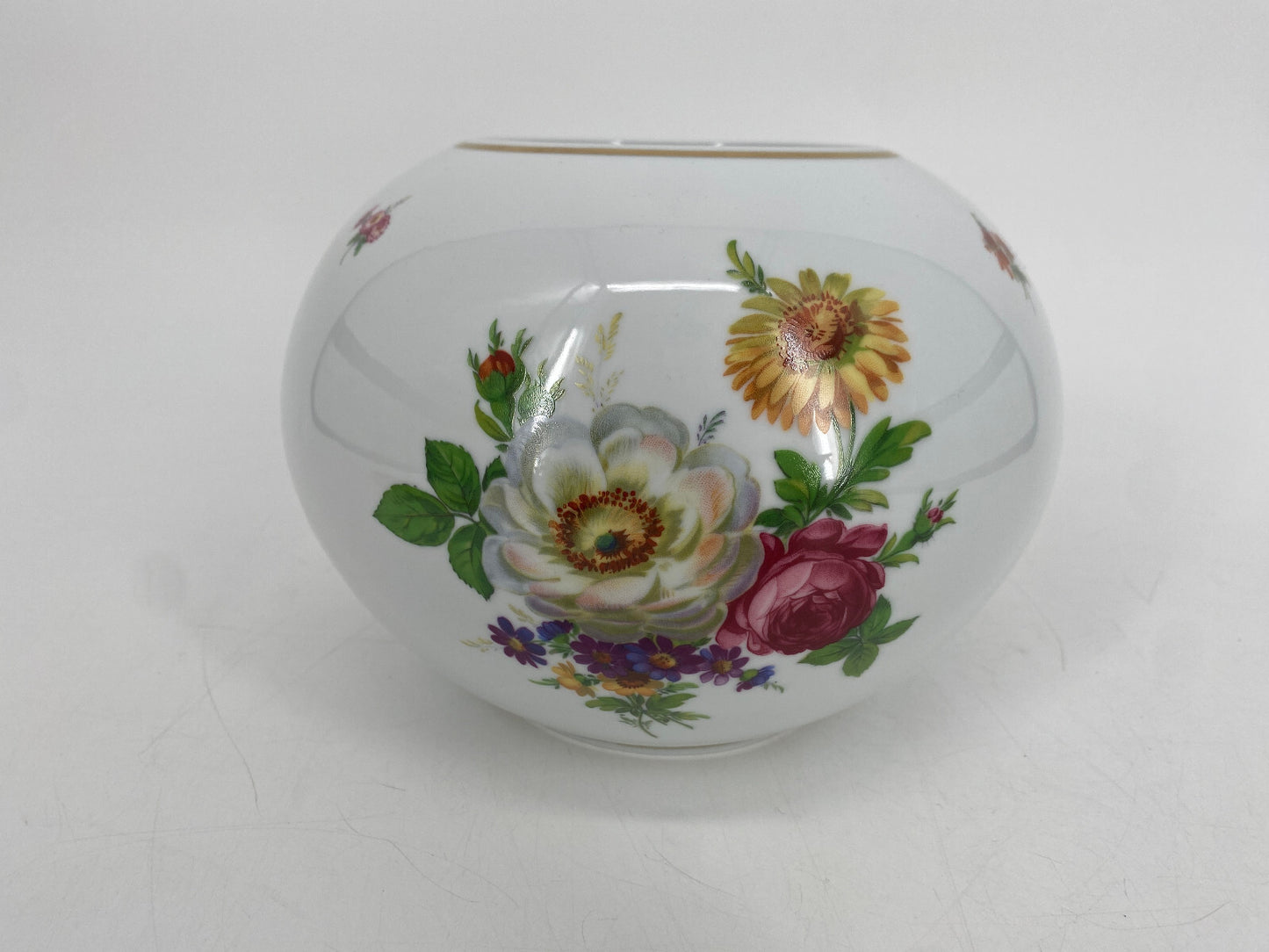* ANNABURG PORZELLAN BLUME VASE STREUBLUMEN BLUMENSTRAUß BEMALT GODRAND