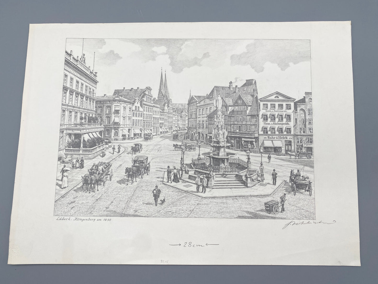DEUTSCHER KÜNSTLER HEINZ WEHLISCH ZEICHNUNG LÜBECK KLINGENBERG 1890 HANDSIGNIERT