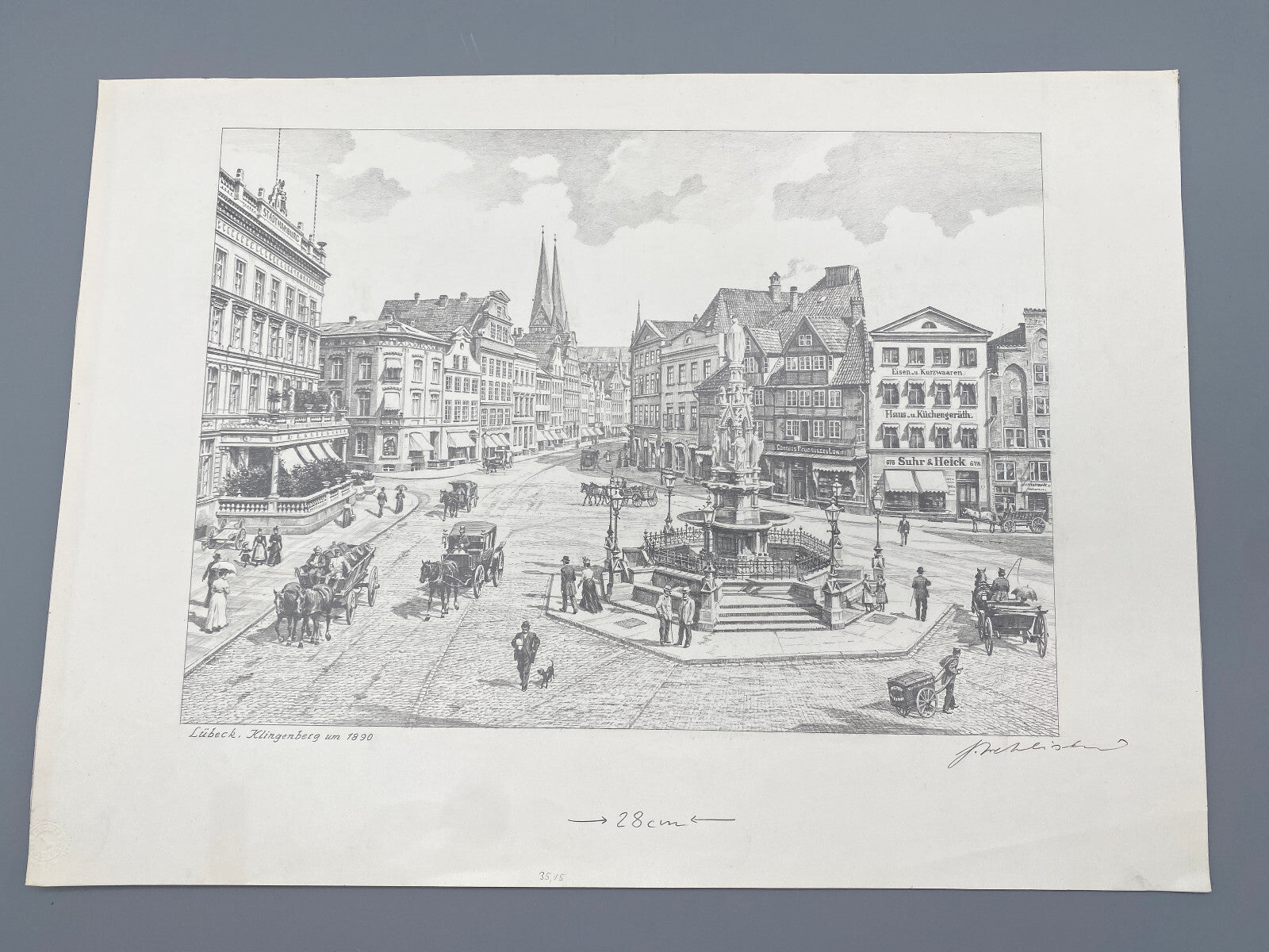 DEUTSCHER KÜNSTLER HEINZ WEHLISCH ZEICHNUNG LÜBECK KLINGENBERG 1890 HANDSIGNIERT