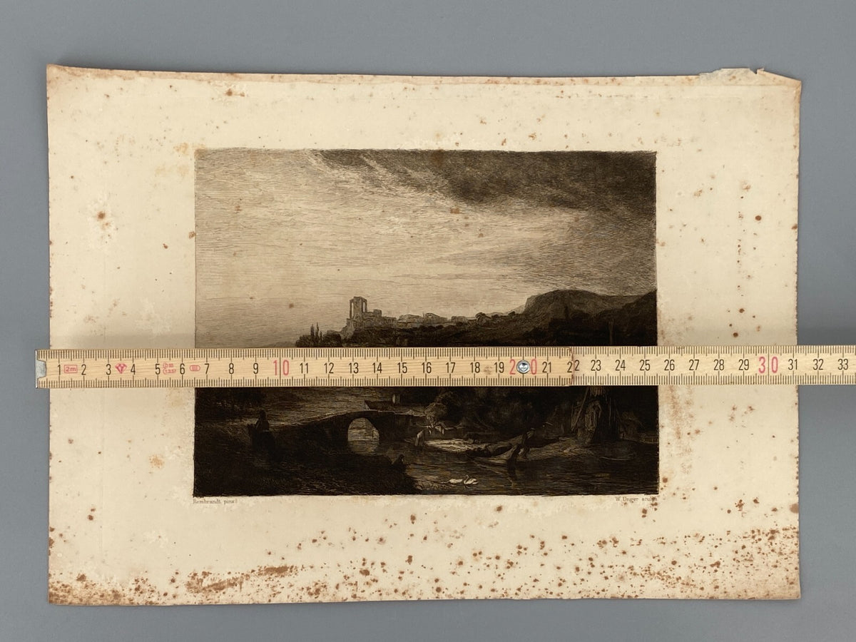 * 6x RADIERUNG WILLIAM UNGER NACH REMBRANDT DRUCKGRAFIK ANTIK 19. JH KONVOLUT
