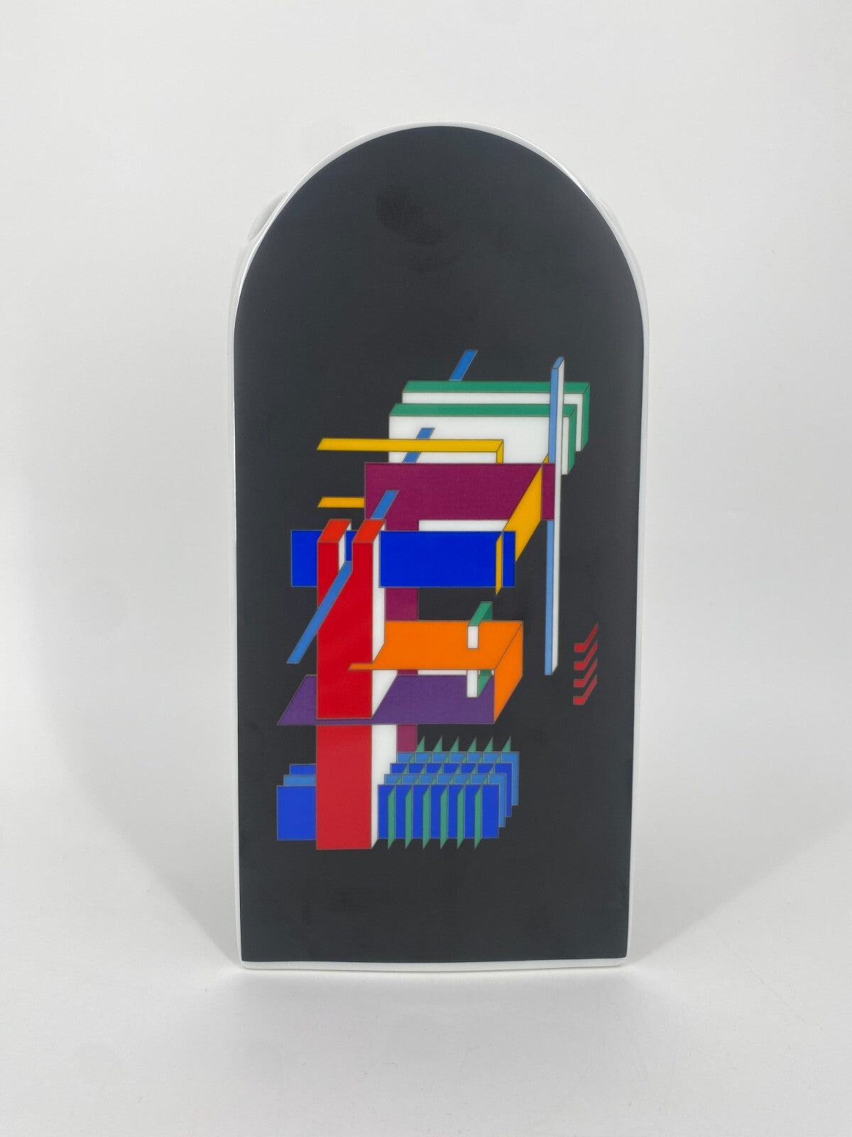 * ROSENTHAL PORZELLAN VASE DREIECKIG MARCELLO MORANDINI ALPHABET M&E 28CM