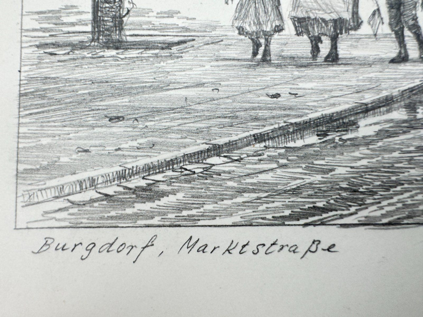 * HEINZ WEHLISCH ZEICHNUNG BURGDORF MARKTSTRAßE ANSICHT SIGNIERT