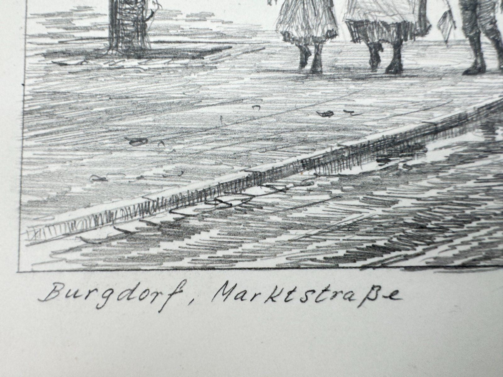 * HEINZ WEHLISCH ZEICHNUNG BURGDORF MARKTSTRAßE ANSICHT SIGNIERT