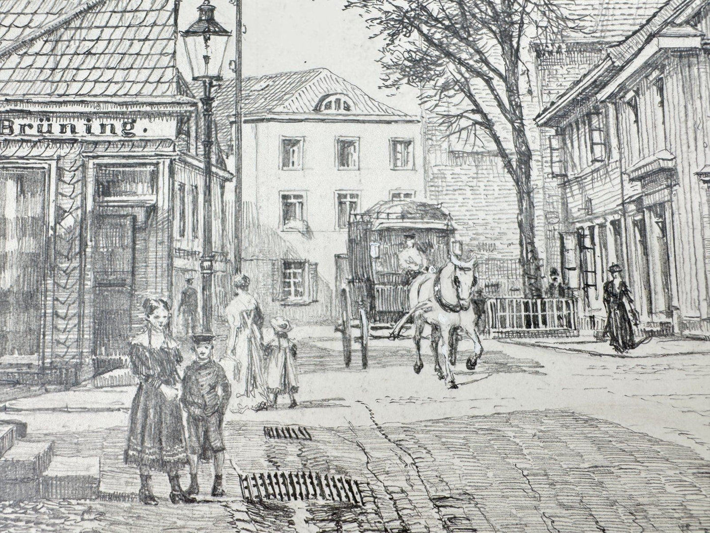 * HEINZ WEHLISCH ZEICHNUNG BURSCHEID UM 1900 ANSICHT SIGNIERT