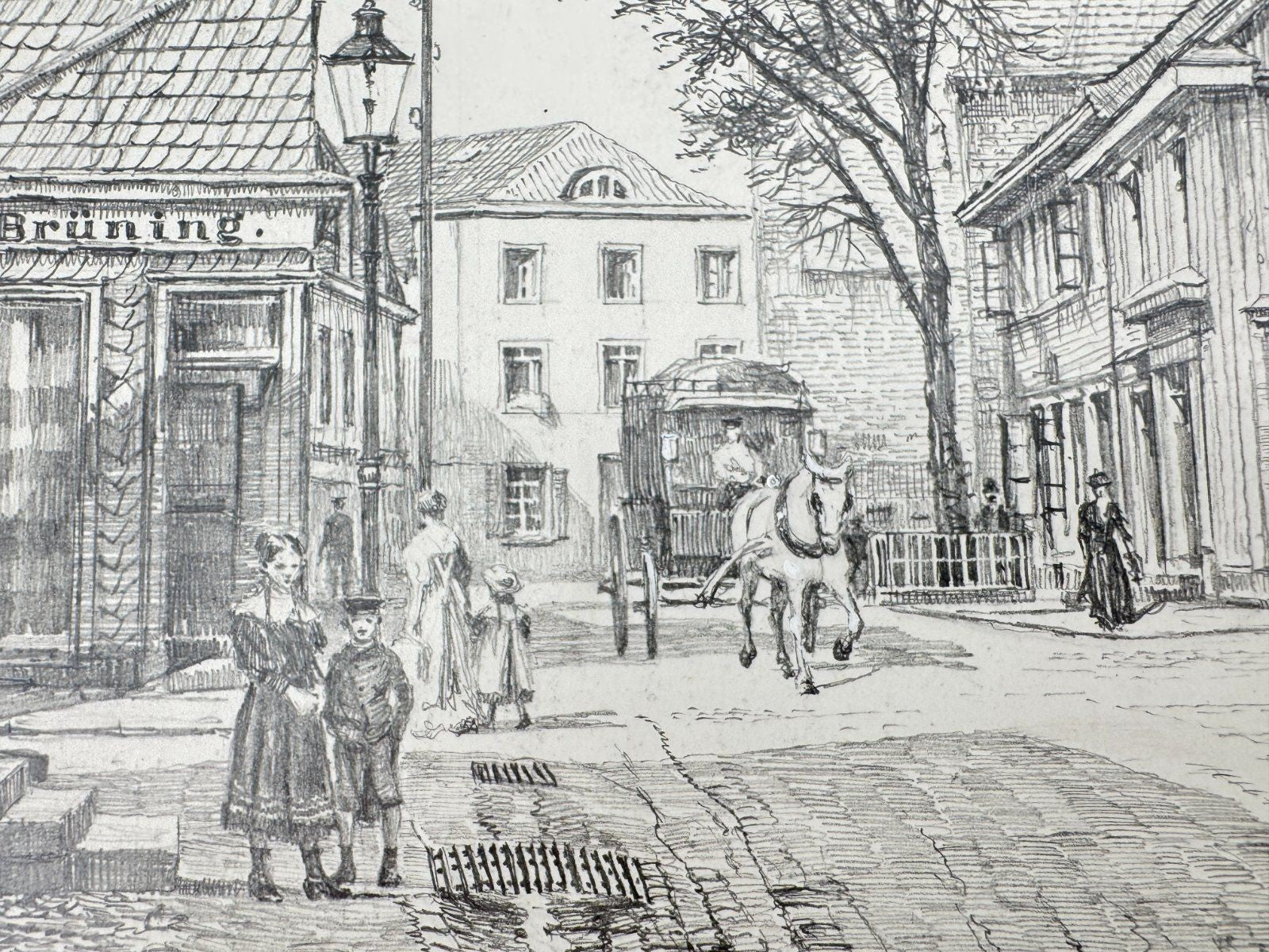 * HEINZ WEHLISCH ZEICHNUNG BURSCHEID UM 1900 ANSICHT SIGNIERT