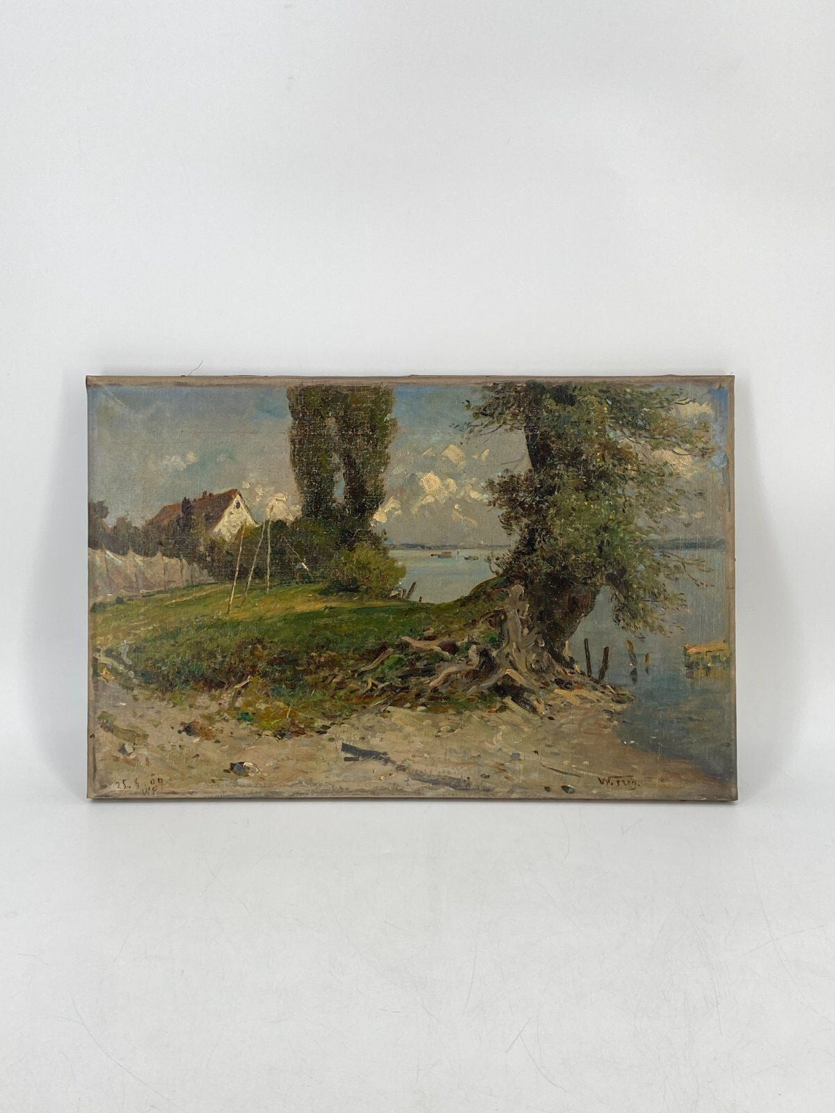 * WILHELM FREY ÖL GEMÄLDE ÖLGEMÄLDE 1909 NETZPLATZ AM BODENSEE
