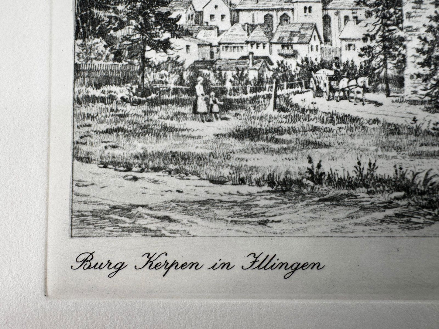 * HEINZ WEHLISCH RADIERUNG BURG KERPEN IN ILLINGEN ANSICHT SIGNIE