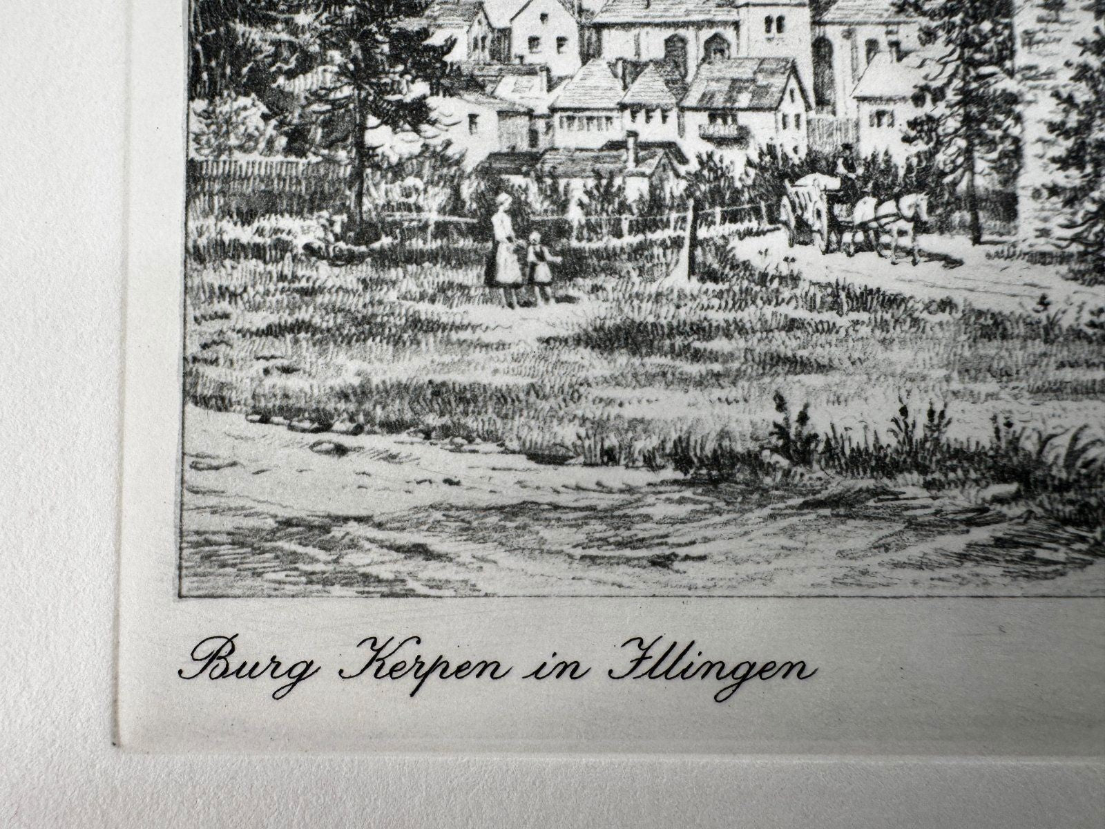 * HEINZ WEHLISCH RADIERUNG BURG KERPEN IN ILLINGEN ANSICHT SIGNIE