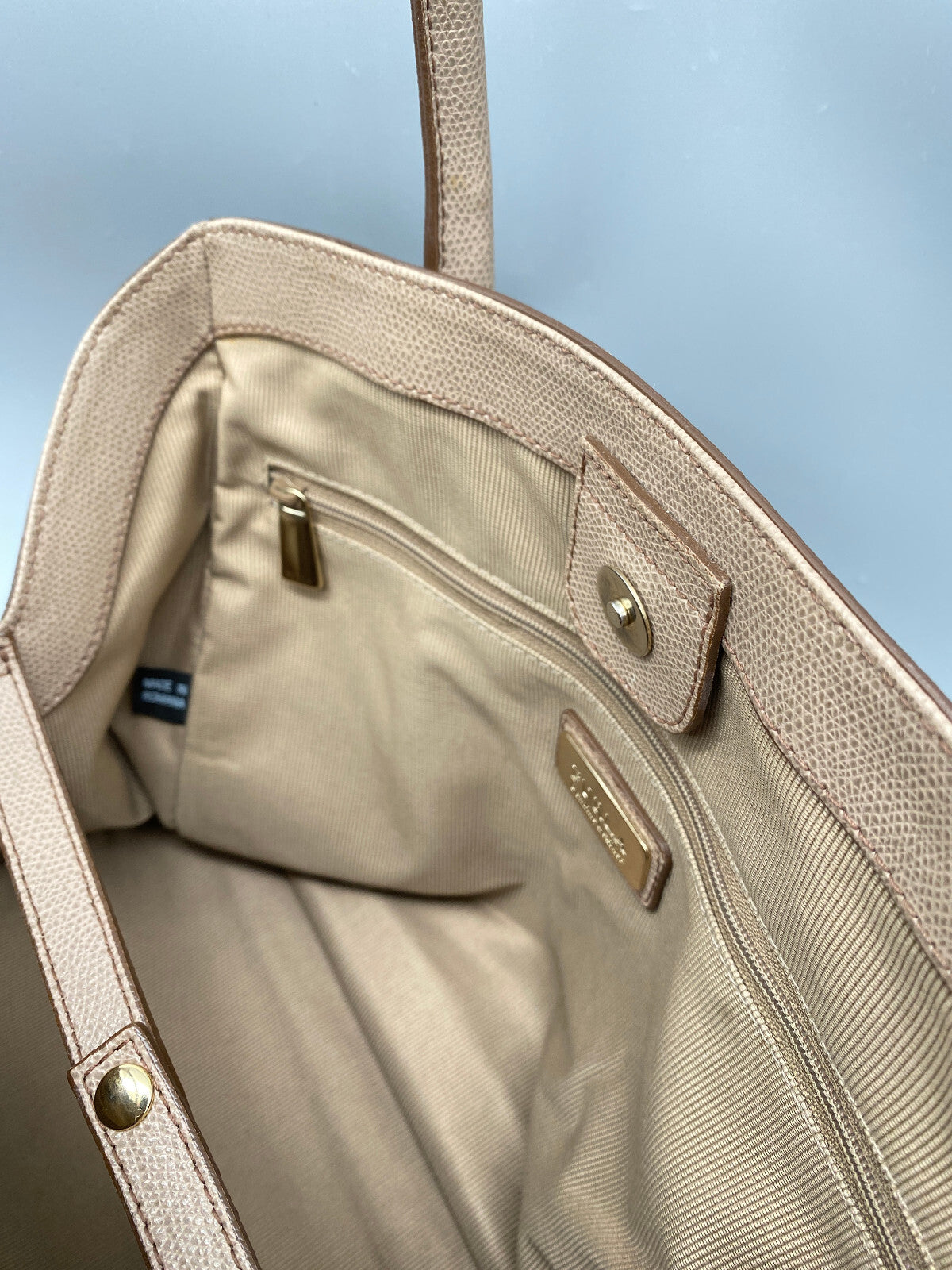 FURLA HANDTASCHE SHOPPER TASCHE BEIGE BRAUN LEDER MADE IN ITALY VINTAGE