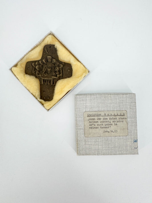 RELIEF KREUZ KONFIRMATION SIEMENSSTADT 1975 BRONZE EGINO WEINERT EVANGELIST