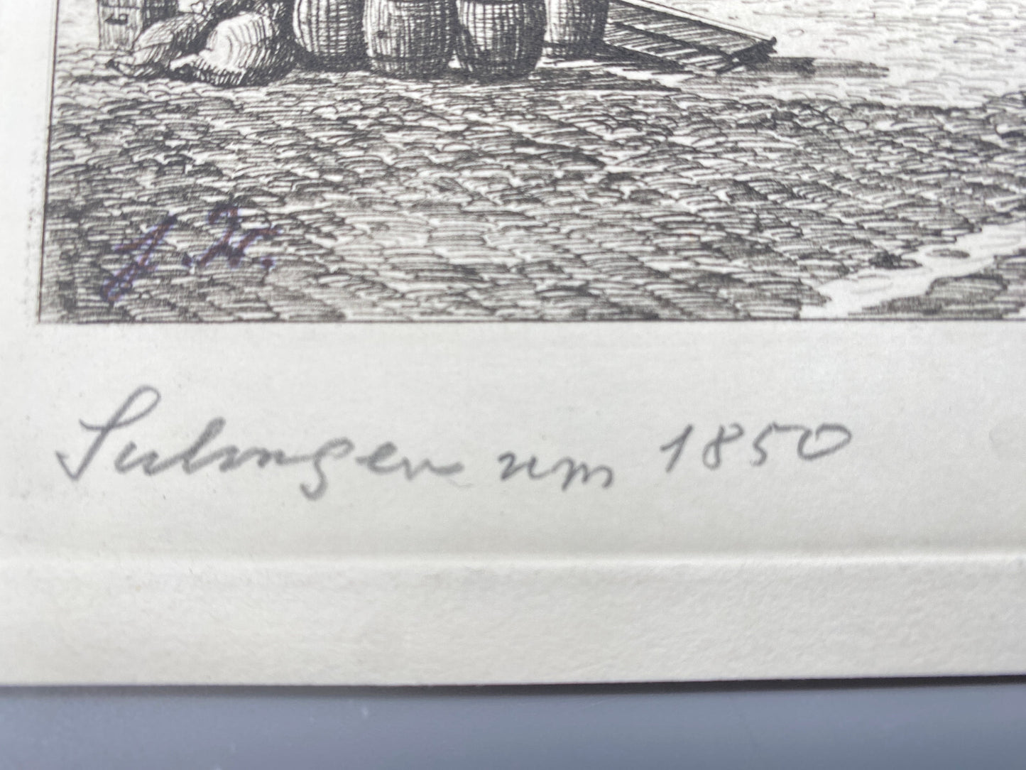 HEINZ WEHLISCH RADIERUNG MARKTPLATZ LENNEP REMSCHEID 1850 HANDSIGNIERT